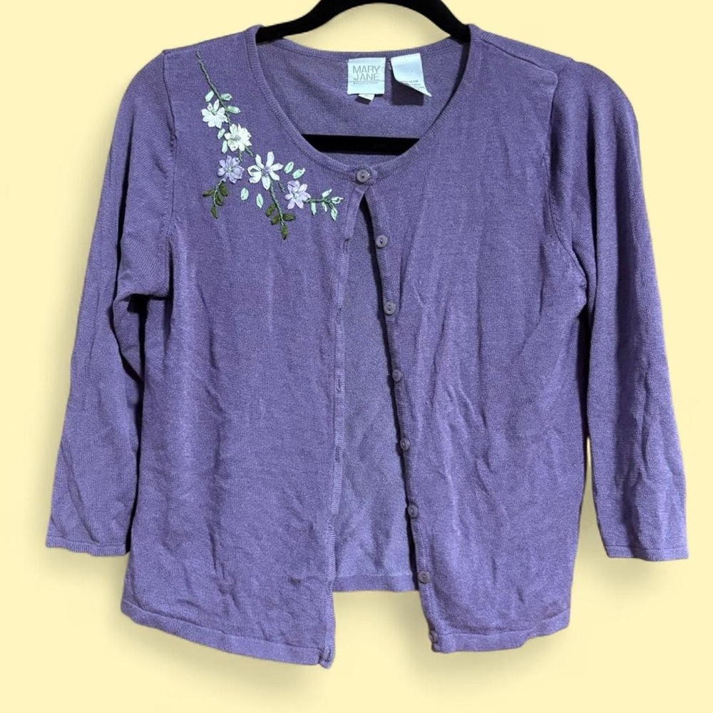 Mary Jane Lavender ¾ sleeve cardigan